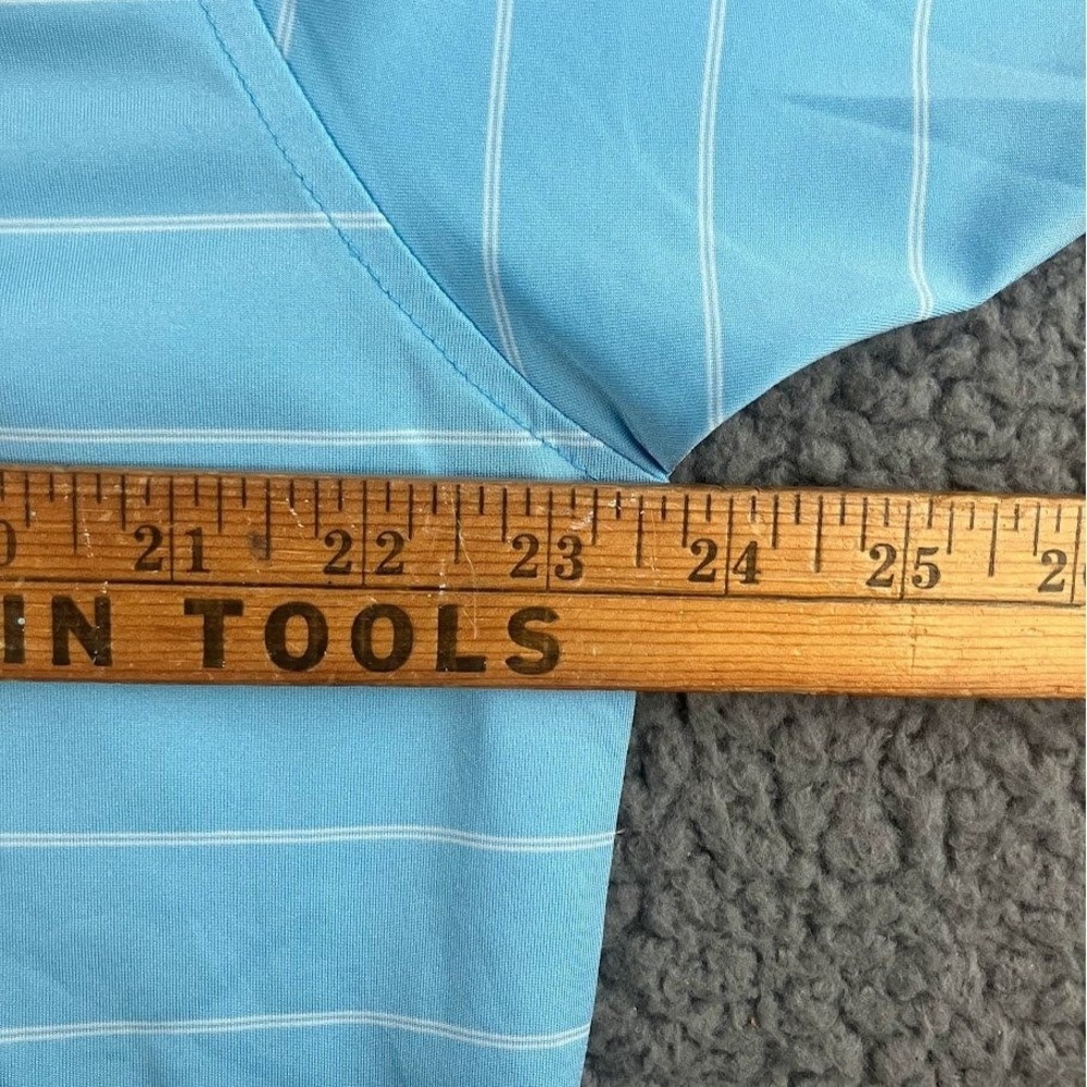 FootJoy Mens Large Light Blue Striped Short Sleeve Golf Polo Shirt FJ Logo - Picture 5 of 12